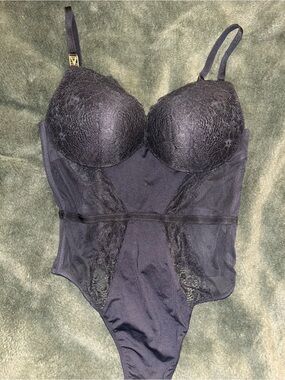 Victoria's Secret Black Lace Bodysuit with Molded Cups